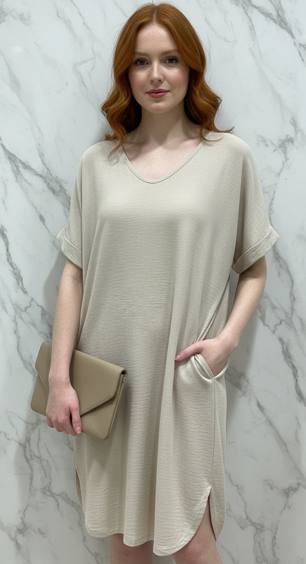 Vestido Ancho beige