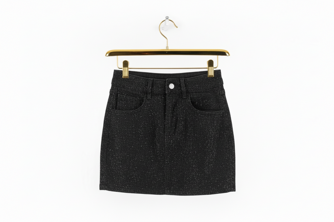 Falda negra brillos