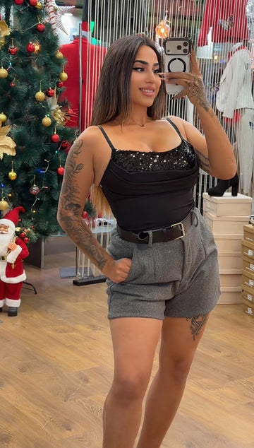 Body Licra fría  lentejuelas