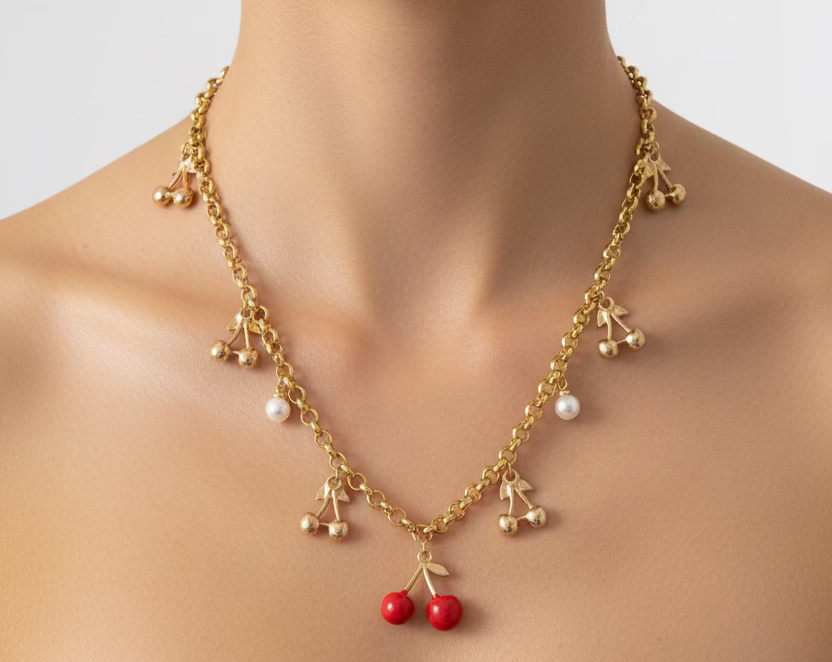 Collar cereza acero